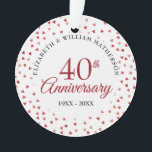 40th Anniversary Ruby Hearts Ornament<br><div class="desc">Designed to coordinate with our 40th Anniversary Ruby Hearts collection. Featuring delicate ruby hearts. Personalise with your special forty years ruby anniversary information in chic lettering. Designed by Thisisnotme©</div>