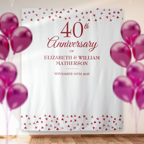 40th Anniversary Ruby Hearts Photo Booth Backdrop