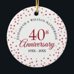 40th Anniversary Ruby Hearts Photo Ceramic Ornament<br><div class="desc">Designed to coordinate with our 40th Anniversary Ruby Hearts collection. Featuring delicate ruby hearts. Personalise with your special forty years ruby anniversary information in chic lettering and your photo on the reverse. Designed by Thisisnotme©</div>