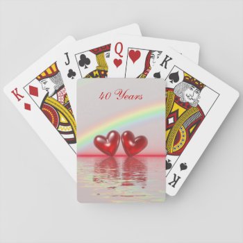 40th Anniversary Ruby Hearts Playing Cards by Peerdrops at Zazzle