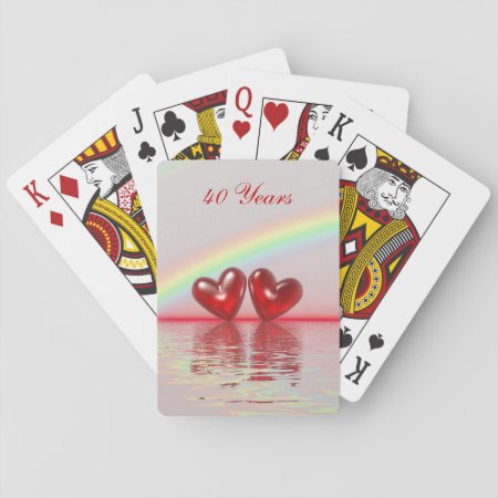 40th Anniversary Ruby Hearts Playing Cards
