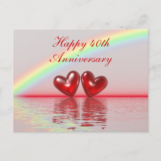 40th Anniversary Ruby Hearts Postcard (Front)