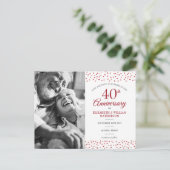 40th Anniversary Ruby Hearts Save the Date Photo  Announcement Postcard (Standing Front)