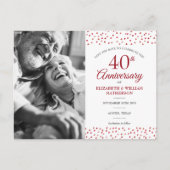 40th Anniversary Ruby Hearts Save the Date Photo  Announcement Postcard (Front)