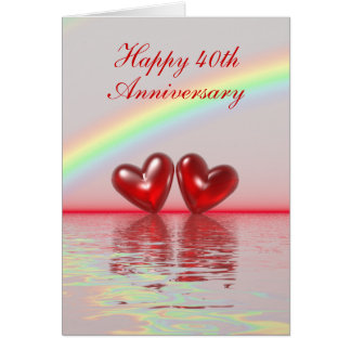 40th Anniversary Ruby Hearts (Tall) Card