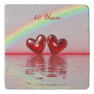 40th Anniversary Ruby Hearts Trivet