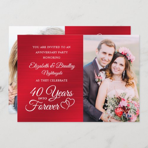 40th Anniversary Ruby Hearts YEARS INTO FOREVER Invitation