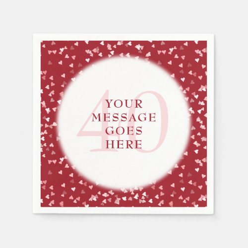 40th Anniversary Ruby Love Hearts Confetti Napkins