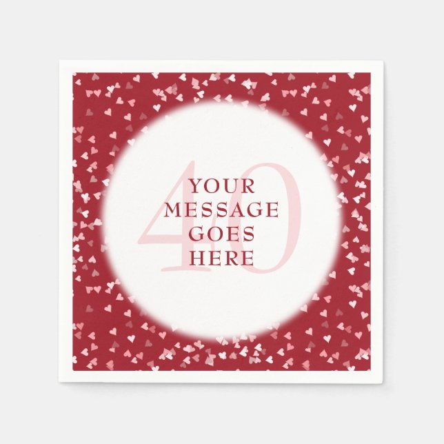 40th Anniversary Ruby Love Hearts Confetti Napkins (Front)