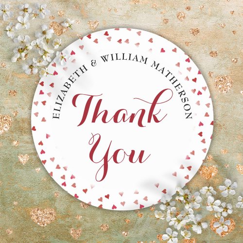 40th Anniversary Ruby Love Hearts Thank You Classic Round Sticker