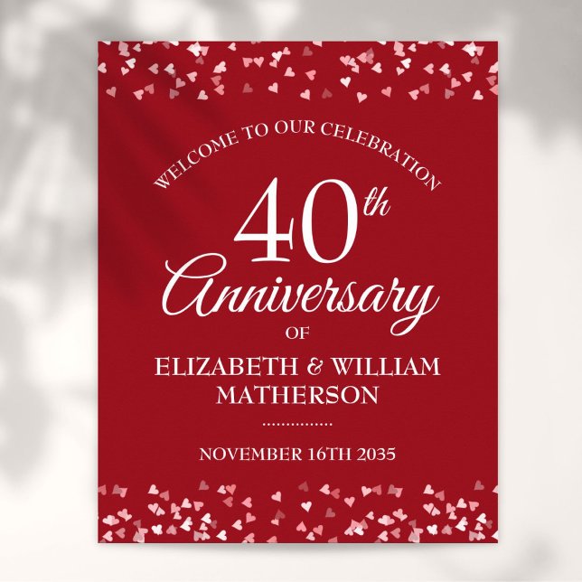 40th Anniversary Ruby Love Hearts Welcome Sign (40th Anniversary Ruby Love Hearts Welcome Sign)