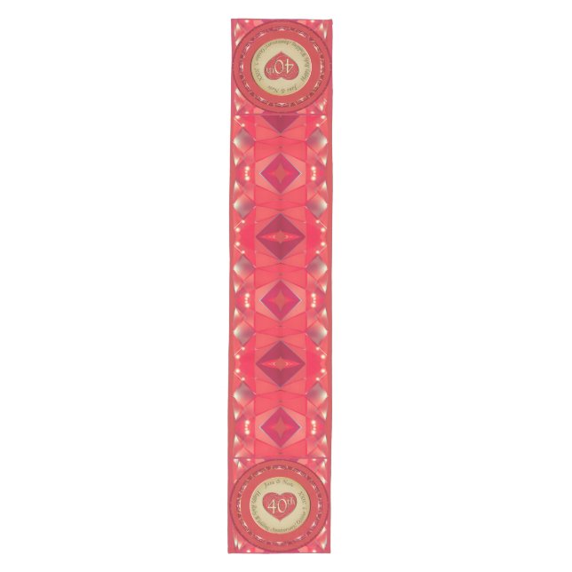 40th Anniversary Ruby  Medium Table Runner (Front)