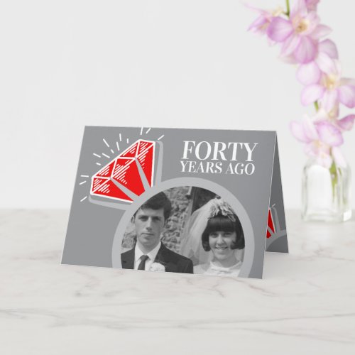 40th anniversary ruby ring now then photo card