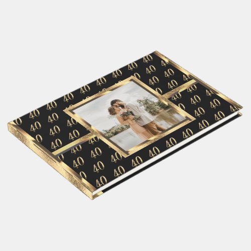 40th Anniversary Ruby Wedding Black and Gold Guest Book