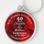 40th Anniversary Ruby Wedding Gift Personalized Keychain at Zazzle