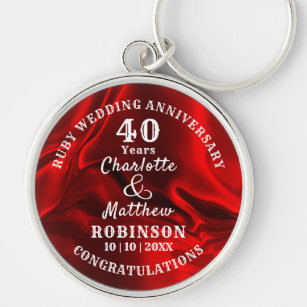 40th Anniversary Ruby Wedding Gift Personalized Keychain