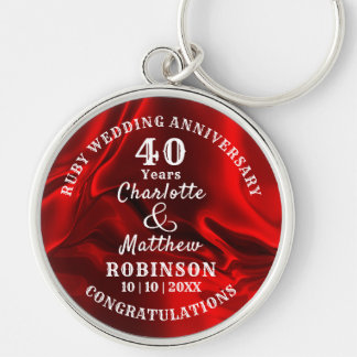 40th Anniversary Ruby Wedding Gift Personalized Keychain