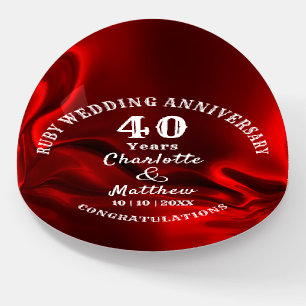 40th Anniversary Ruby Wedding Gift Personalized Paperweight