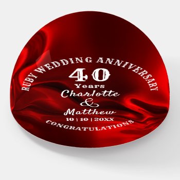 40th Anniversary Ruby Wedding Gift Personalized Paperweight by Flissitations at Zazzle