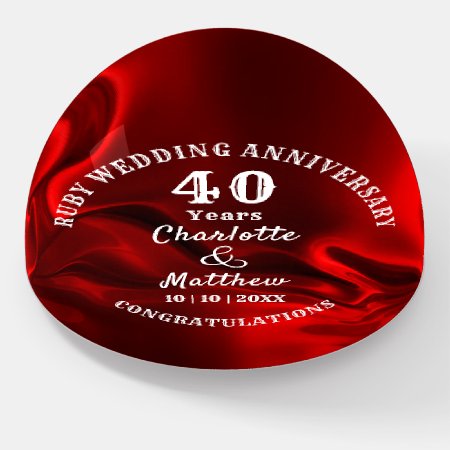 40th Anniversary Ruby Wedding Gift Personalized Paperweight