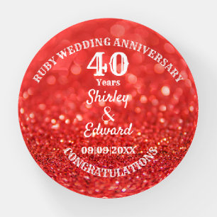 40th Anniversary Ruby Wedding Gift: Personalized  Paperweight