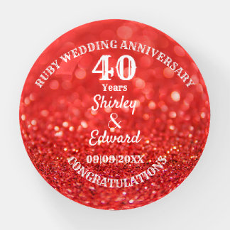 40th Anniversary Ruby Wedding Gift: Personalized  Paperweight