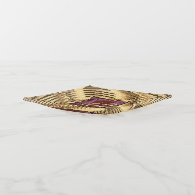 40th Anniversary Ruby Wedding Pink Gold Trinket Tray (Angled)