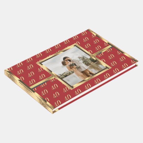 40th Anniversary Ruby Wedding Red and Gold Guest Book