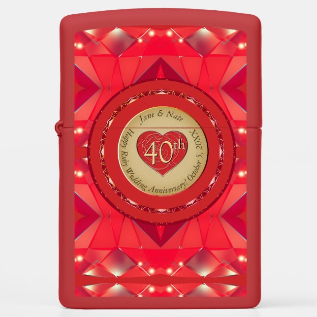 40th Anniversary Ruby  Zippo Lighter (Front)