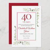 40th Anniversary Save the Date Watercolor Greenery (Front/Back)