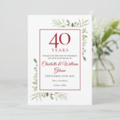 40th Anniversary Save the Date Watercolor Greenery (Standing Front)