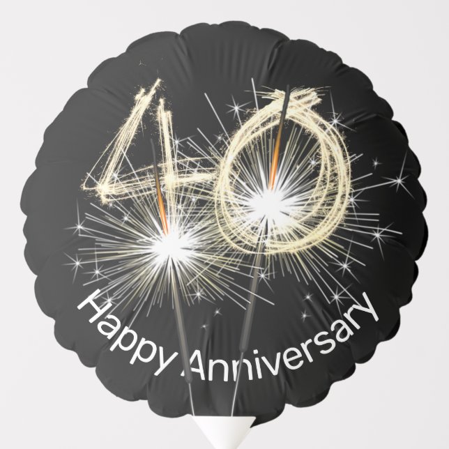 40th Anniversary Sparklers on Black  Balloon (Front)