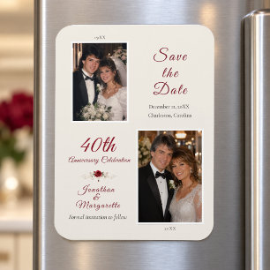 40th Anniversary Then and Now Photo Save the Date Magnet