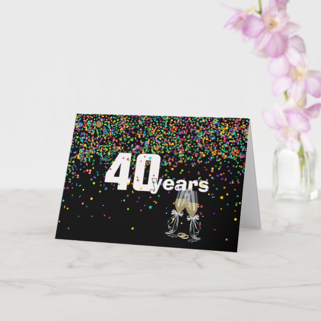 40th anniversary toast in confetti card (Orchid)