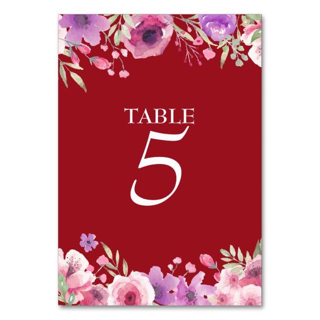 40th Anniversary Watercolour Roses Table Number (Back)
