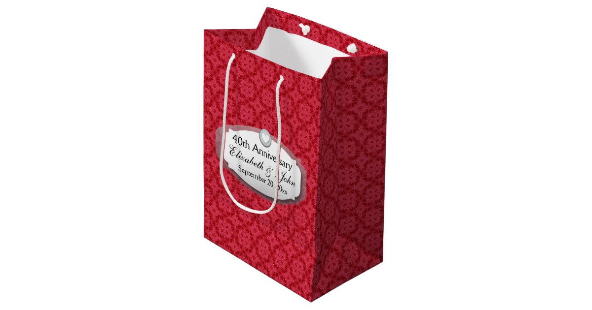 40th Anniversary Wedding Anniversary Ruby Red Z061 Medium Gift Bag