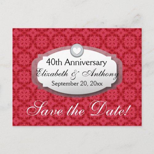 40th Anniversary Wedding Anniversary Ruby Red Z06 Announcement Postcard
