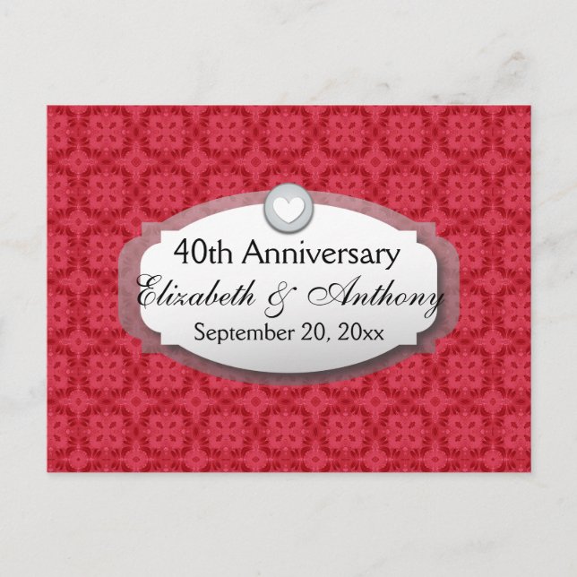 40th Anniversary Wedding Anniversary Ruby Red Z06 Announcement Postcard (Front)