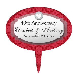 40th Anniversary Wedding Anniversary Ruby Red Z06 Cake Topper