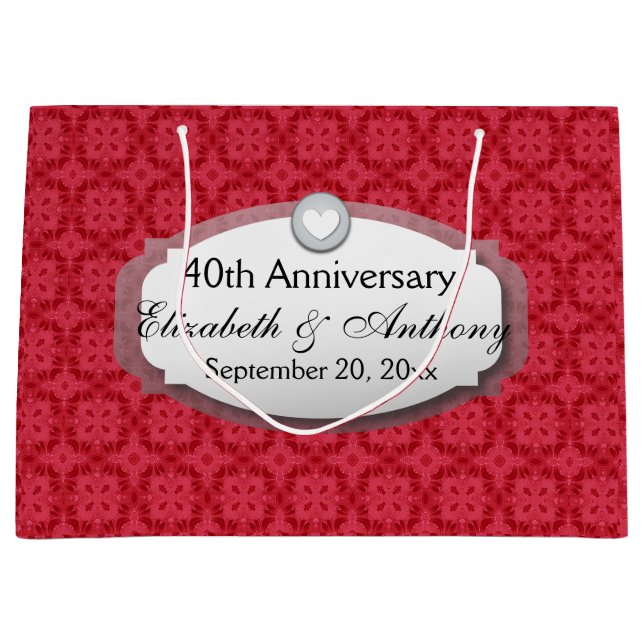 40th Anniversary Wedding Anniversary Ruby Red Z06 Large Gift Bag (Front)