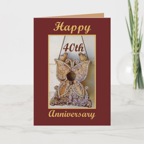 40th Anniversary with Love Birds Card