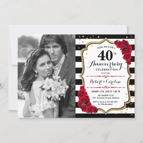 40th Anniversary with Photo _ Ruby Red Invitation