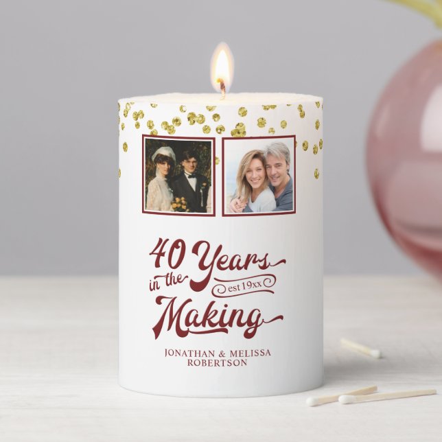 40th Anniversary YEARS IN THE MAKING Confetti Pillar Candle (In Situ)