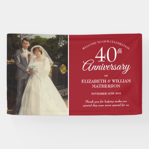 40th Anniversary Your Wedding Photo Ruby Welcome Banner