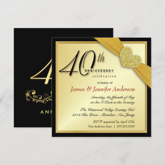 40th Annniversary Party Invitations - Gold