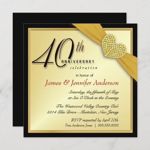 40th Annniversary Party Invitations _ Gold