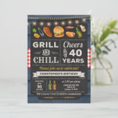 40th BBQ Grill and Chill Birthday Invitation (Standing Front)