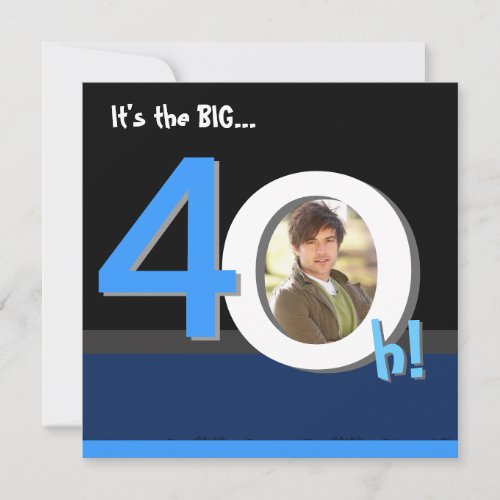 40th Big 4Oh! Photo Template Birthday Party Personalized Invites