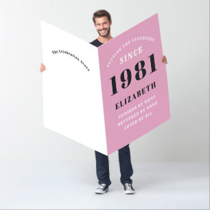 40th Birthday 1981 Pink Black Lady's Personalized Card