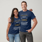 40th Birthday 1982 Add Name Blue Gold Legendary T-Shirt (Unisex)